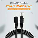Подовжувач живлення постійного струму 3 метри. Гніздо 5,5 мм x 2,1 мм Штекер для камери відеоспостереження 12В, фото 2