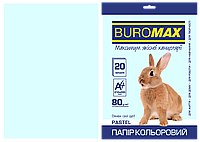 Бумага цветная Buromax А4, 80г/м2, PASTEL 20л. Голубой