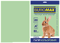 Бумага цветная Buromax А4, 80г/м2, PASTEL 20л. Зеленый