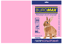 Бумага цветная Buromax А4, 80г/м2, PASTEL 20л. Розовый