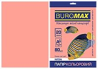 Бумага цветная Buromax А4, 80г/м2, NEON 20л.