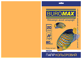 Кольоровий папір Buromax А4, 80г/м2, NEON 20л.