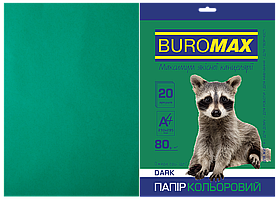 Кольоровий папір Buromax А4, 80г/м2, DARK 20л.