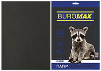 Бумага цветная Buromax А4, 80г/м2, DARK 50л. Черный