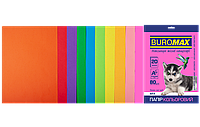 Набор цветной бумаги Buromax А4, 80г/м2 10 цветов 20 листов Неон-интенсив
