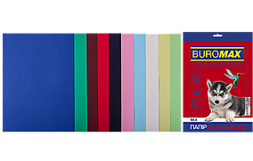 Набір кольорового паперу А4 Buromax, 80г/м2 10 кольорів 20 аркушів