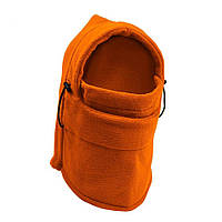 Универсальная балаклава-капюшоню. Флисовая балаклава лыжная теплая бафф, маска бандана флис (зимняя) оранжевый