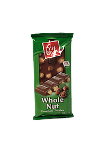 Молочний шоколад 32% какао з цілими орхехами фундук Fin Carre whole Nut finest milk chocolate 100 г, Німеччина