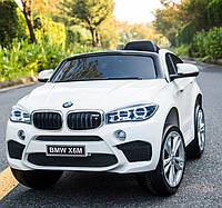 Дитячий електромобіль Джип JJ 2199 EBLR-1, BMW X6M, шкіряне сидіння, колеса EVA, білий