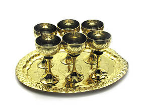 Чарки бронзові (н-р 6шт./50мл.)(h-10.5 см піднос 29,5х21 см)