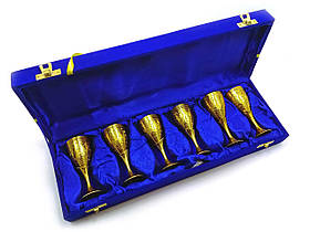 Чарки бронзові позолочені(н-р 6 шт/60мл.)(h-9,5 см)(38х13,5х6 см)