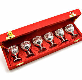 Чарки бронзові посріблені (н-р 6 шт/30мл.)(37.5Х9х6 см)