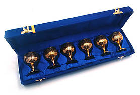 Чарки бронзові позолочені(н-р 6 шт/50мл)(39х10х6 см)