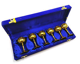 Чарки бронзові позолочені(н-р 6 шт/50мл.)(h-9 см)(36х12х5 см)