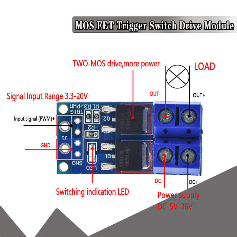 PWM Модуль на двух MOS FET AOD4184, ШИМ управление нагрузкой до 15А ...