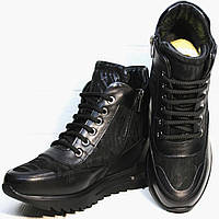 Кожаные сникерсы ботинки женские черные Evromoda 36-й (22,5 см) размер