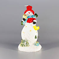 Свечка - Снеговик с подарком, 6,3x4,9x12 см, белый с красным, парафин (790692-1)