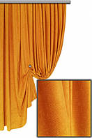 Тканина для штор порт'єр, зовнішній штор покривал щільний мікровелюр або вельвет Пальміра колір жовтогарячий