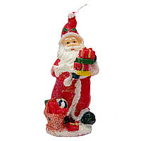 Свечка - Дед Мороз с подарками, 15 см, красный с белым, парафин (791019-2)