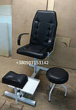 Чорне крісло для педикюру в комплекті з підставкою для ніг і стільцем для майстра (чорний матовий), фото 5