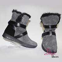 ЧЕРЕВИКИ ЖІНОЧІ ШКІРЯНІ З ХУТРЯНОЮ ОБРОБКОЮ, фото 2