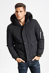 Чоловіча євро зимова тепла коротка куртка в кольорі графіт у розмірі 2 XL