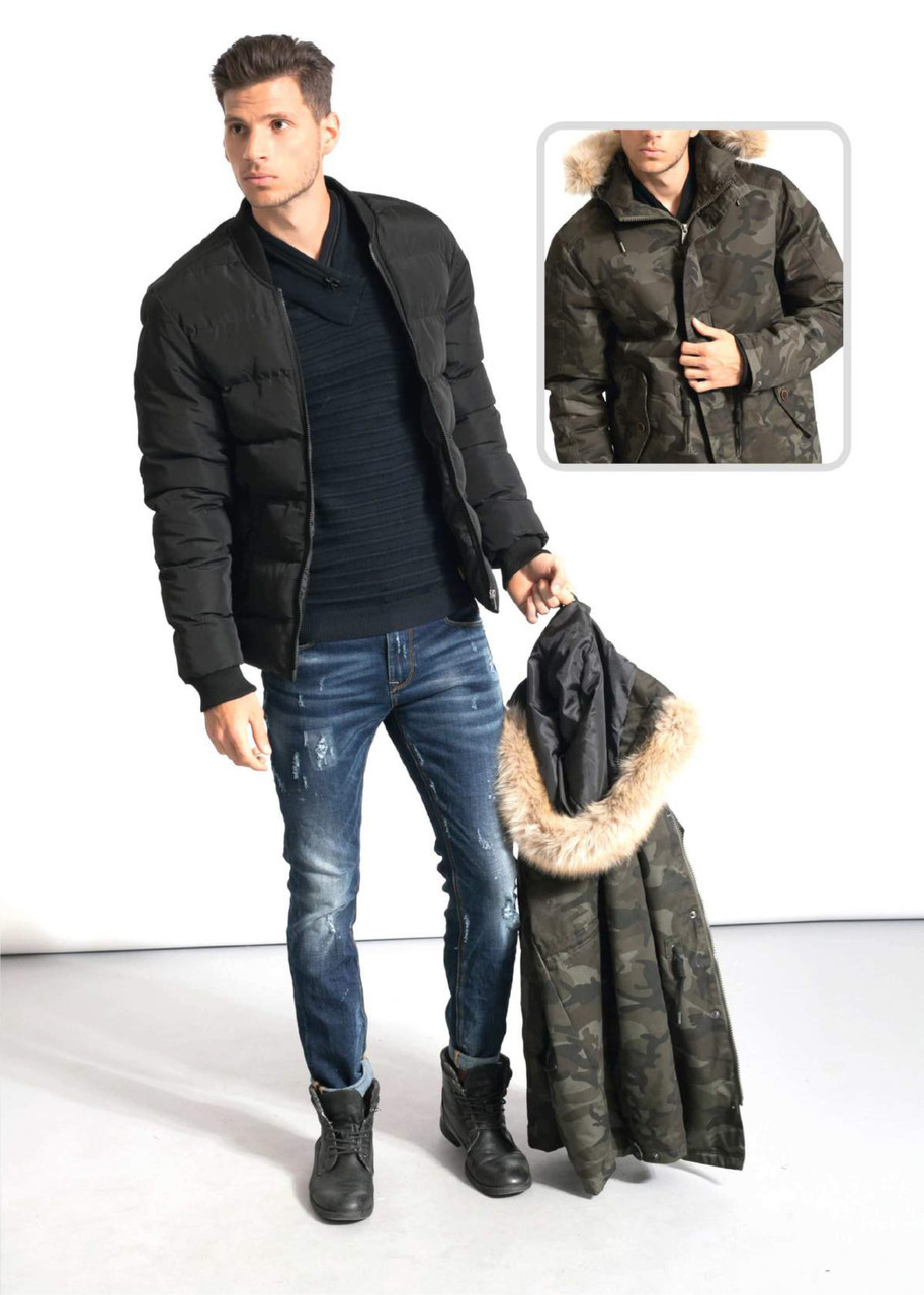 Чоловіча камуфлядна тепла зимова куртка парку 2 в 1, фото 1