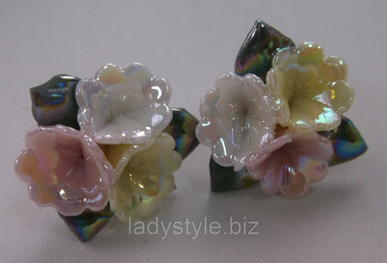 Сережки-цвяшки з полімерної глини No3 з емаллю від Студії www.LadyStyle.Biz