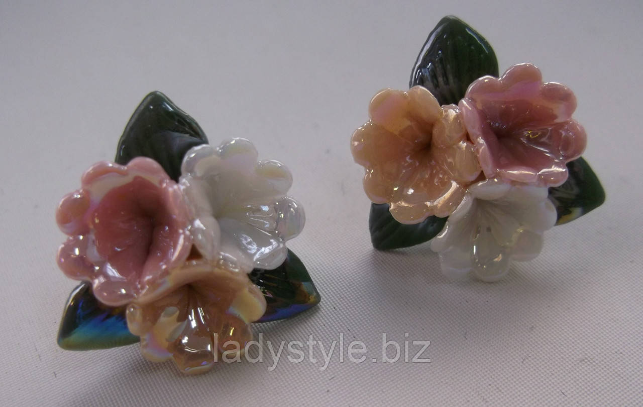 Сережки-цвяшки з полімерної глини No 4 з емаллю від Студії www.LadyStyle.Biz