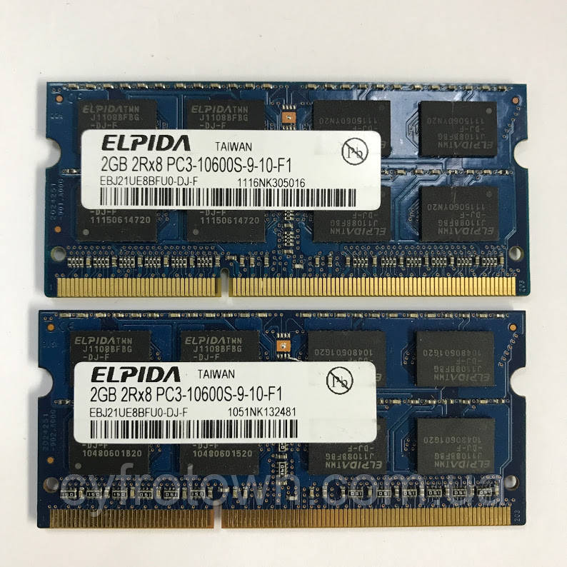 Оперативна пам'ять 4Gb Kit 2x2Gb DDR3 Elpida PC3-10600s 1333MHz для ноутбука