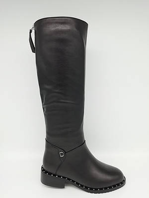 Чорні шкіряні зимові чоботи. Маленькі розміри (33-35).