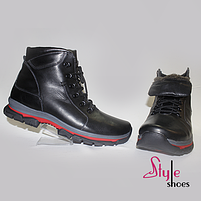 Зимові чоловічі черевики в стилі дезерт з натуральної шкіри чорного кольору «Style Shoes», фото 6
