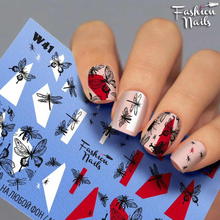Слайдер-дизайн Fashion nails - наклейка на нігті - бабка арт.W41
