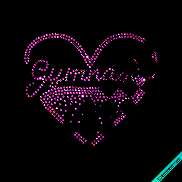 Декор зі страз на чоботи Серце гімнастика (ss6-рожевий)