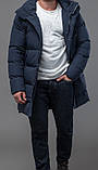 Чоловіча зимова куртка синя плащівка водостійка, фото 2