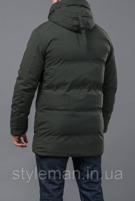 Куртка мужская зимняя модная удлиненная очень теплая цвет хаки - фото 2 - id-p1036527032