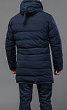 Чоловіча зимова тепла куртка синя плащівка водостійка, фото 2