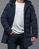 Чоловіча зимова тепла куртка синя плащівка водостійка, фото 6