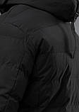 Куртка чоловіча зимова подовжена чорна зі знімним капюшоном, фото 5