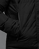 Куртка чоловіча зимова подовжена чорна зі знімним капюшоном, фото 7