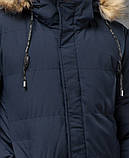 Куртка пальто чоловіча зимова подовжена хакі зі знімним капюшоном, фото 5