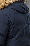 Куртка пальто чоловіча зимова подовжена хакі зі знімним капюшоном, фото 6