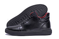 Мужские зимние кожаные ботинки ZG Black Red Premium Quality