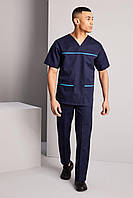 Медицинский костюм хирургический мужской тёмно-синий с бирюзой Atteks - 03311 50