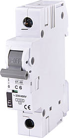 Автоматичний вимикач ETI ST-68 1Р 6A С 4.5 kA (2181312 модульний