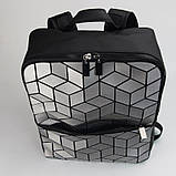 Рюкзак жіночий міський Bao Bao з геометричним візерунком (сріблястий), фото 3