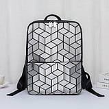 Рюкзак жіночий міський Bao Bao з геометричним візерунком (сріблястий), фото 4