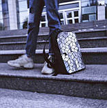 Рюкзак жіночий міський Bao Bao з геометричним візерунком (сріблястий), фото 6