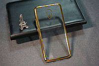 Чехол бампер силиконовый Meizu M5 ( Мейзу М5 ) Ультратонкий цвет с золотистый рамкой