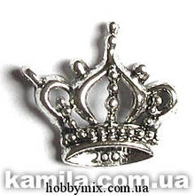 Метав. підвіска "корона" срібло ( 2,1х2 см) 8 шт в уп.